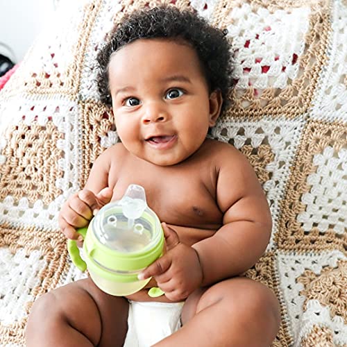 Anpei Sippy Cup Soft Spout Transitional Nipple Kit Bundle Compatible with Comotomo Baby Bottles, 5 oz and 8 oz | Value Bundle 2 Kits + Brushes (Green)
