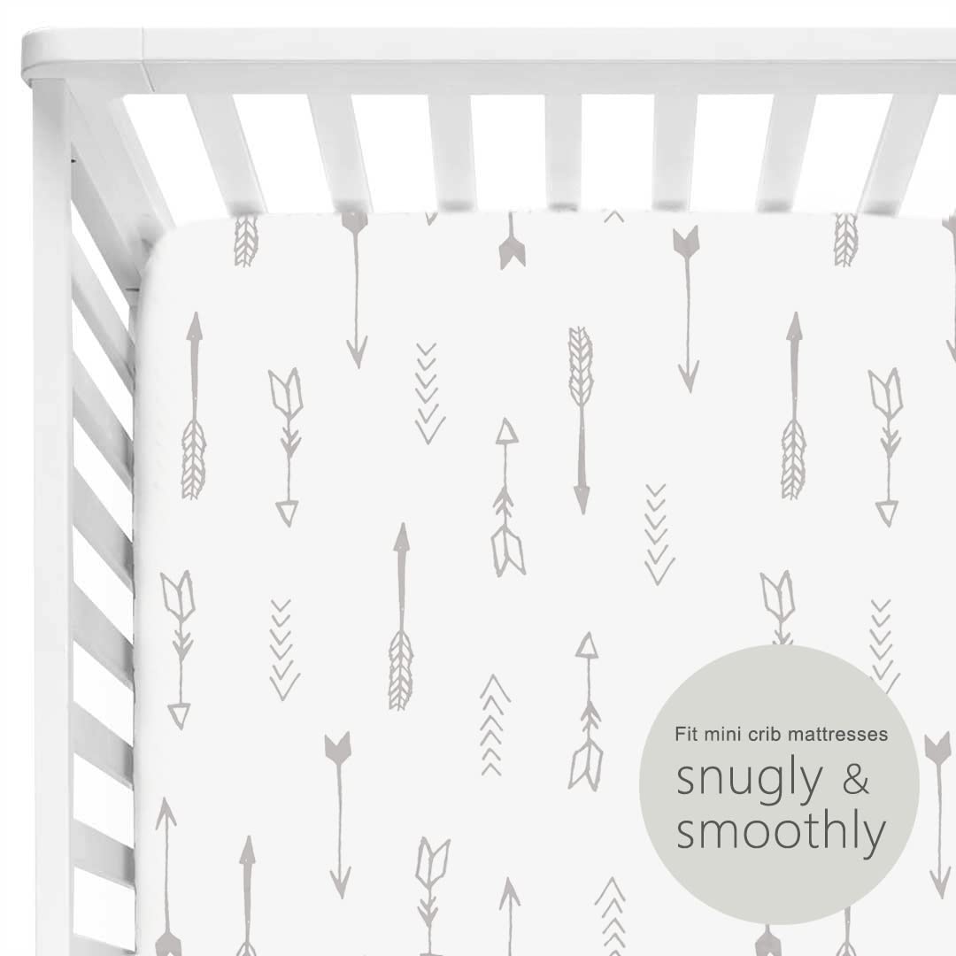 Stretchy Ultra Soft Jersey Knit Fitted Pack n Play Sheets Set 2 Pack, Portable/Mini Crib Sheets, Christmas Trees and Arrows for Girls and Boys