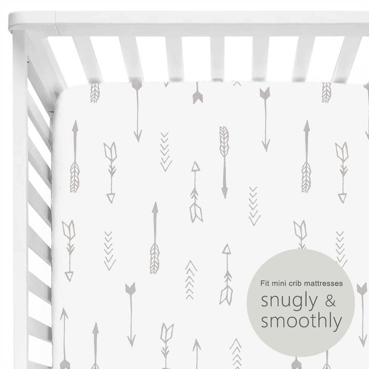 Stretchy Ultra Soft Jersey Knit Fitted Pack n Play Sheets Set 2 Pack, Portable/Mini Crib Sheets, Christmas Trees and Arrows for Girls and Boys
