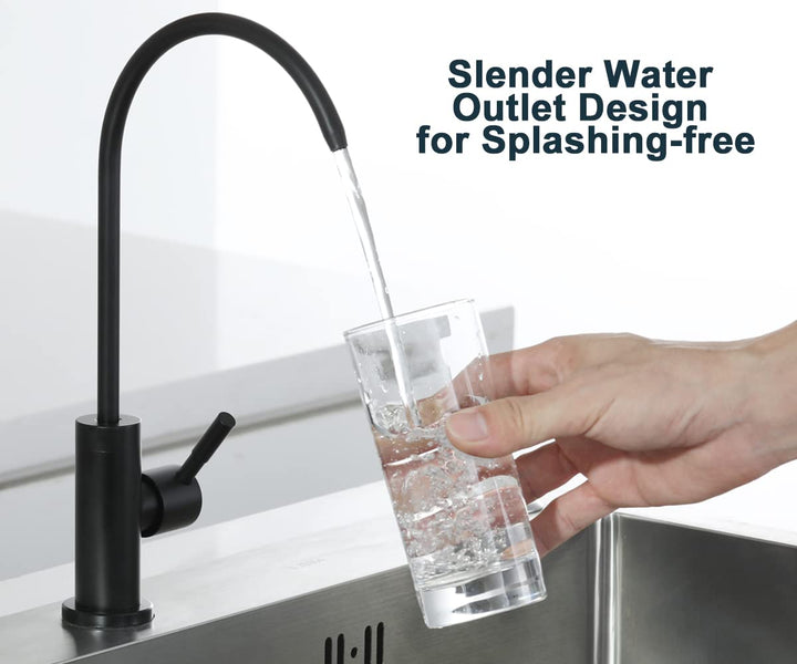Kitchen Water Filter Faucet, 100% Lead-Free Drinking Water Faucet Fits Most Reverse Osmosis Units or Water Filtration System in Non-Air Gap, Stainless Steel 304 Body Matte Black Finish