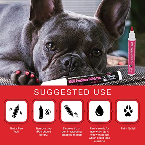 Pawdicure Dog Nail Polish Pens | Made in USA | Quick Dry, Low Odor, Non-Toxic Dog Accessories | Ideal for Dog Birthday, Dog Costume | Dries in Under 1 Minute | 13 Colors | Pink