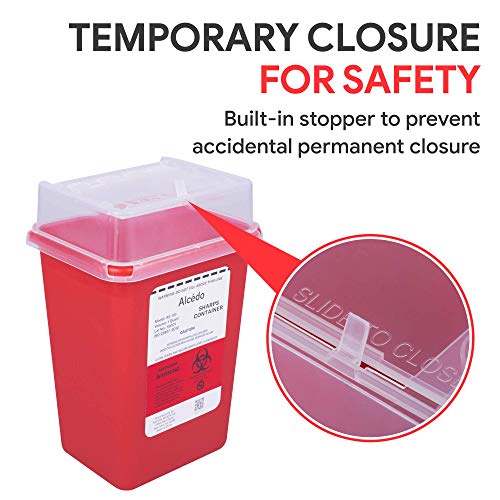 Sharps Container for Home Use and Professional 1 Quart (3-Pack) | Biohazard Needle and Syringe Disposal | Small Portable Container for Travel