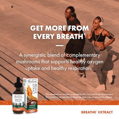 Breathe* Extract - Immune &amp; Respiratory Support Mushroom Liquid Supplement - Herbal Lung Health Supplement with Chaga, Reishi &amp; Cordyceps - 2 fl oz (60 Servings)*