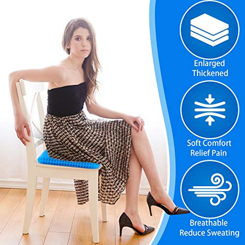 Large Gel Seat Cushion for Long Sitting (Super Large &amp; Thick), Soft &amp; Breathable, Gel Cushion for Wheelchair Reduce Sweat, Gel Chair Cushion for Hip Pain, Gel Seat Cushion for Office Chair
