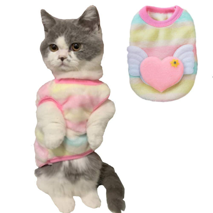 ANIAC Bunny Clothes for Rabbits Warm Kitten Vest Fleece XXXS Dog Shirt Cozy T-Shirt for Bunny Guinea Pig Ferret Puppy Mini Dog and Small Animals(XS, Heart Shape with Wing)