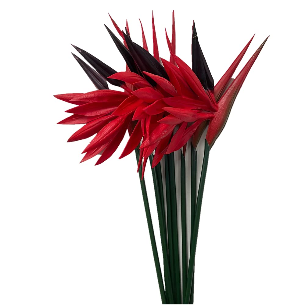 8 Pack 21-1/2 Inch Artificial Flowers Bird of Paradise,Green Plant for Home Garden Decoration Office Verandah Wedding Decorations (Red)