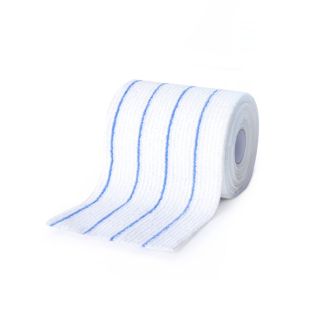 Disposable Microfiber Mop Pads - 15 Sheets/Roll, 16.5 x 4.7 Inches, Replacement Refills for Flat Mops - Ideal for Home, Office, Restaurant, Hospital (White and Blue)