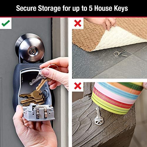 Key Lock Box, Outdoor Lock Box for House Keys, Key Safe with Combination Lock, 5 Key Capacity, 5400EC, Black