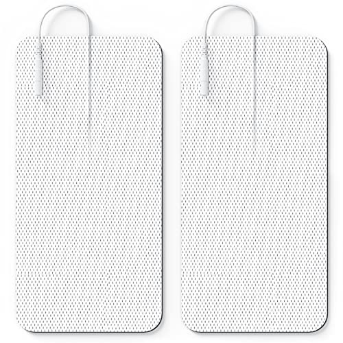 Extra Large Tens Unit Replacement Pads 4&#39;&#39; x 8 (2 Pcs), Premium Reusable Electrodes Latex-Free Tens Patches with Self-Stick Performance for Waist and Lower Back Pain Relief (Non-Irritating)