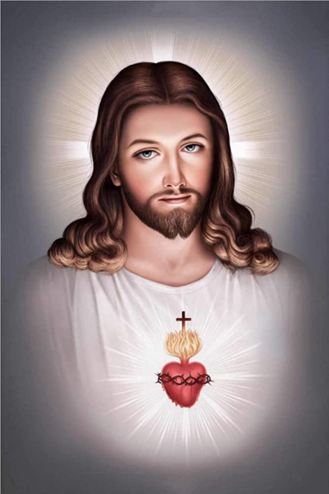 Jesus Faith Diamond Painting Set 5D Full Round Diamond Painting God Diamond Painting by Numbers Jesus Diamond Painting Cross Stitch Kit for Adult Kids Home Wall Art Decor (30X40 CM)
