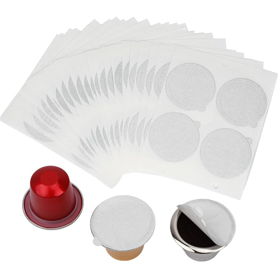 100Pcs Aluminum Espresso Lids Foil Sticker Seals for Reusable Capsules Refillable Coffee Pods Compatible with Nespresso Original Line Machine