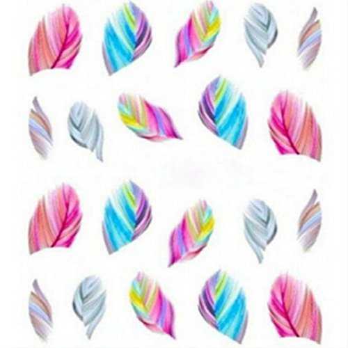 Colorful Beauty Leopard Water Transfer Stickers Nail Art Tips Feather Decals