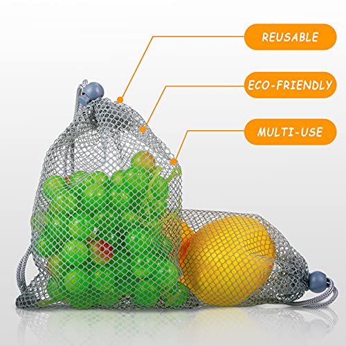 TecUnite 10 Pcs Mesh Bags Drawstring Laundry Bags Large Nylon Mesh Bags Gift Bag Dishwasher Bag with Sliding Drawstring for Kitchen Jewelry Gifts Wedding Favor Home(5.5 x 7.5 Inch,Gray)