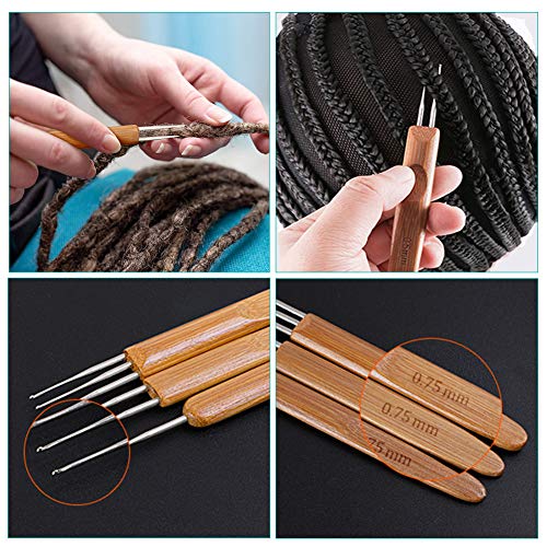 Dread Tool Dreadlock Crochet Needle Hooks for Hair Dreadlocks 4pcs/set 0.5mm 0.75mm Small Triple Crochet Hooks for Locs Locking Tool for Braid Craft (1Hook, 2Hook, 3Hook)