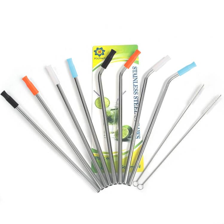 Kichwit Extra Long Stainless Steel Straws Set of 8, Reu
