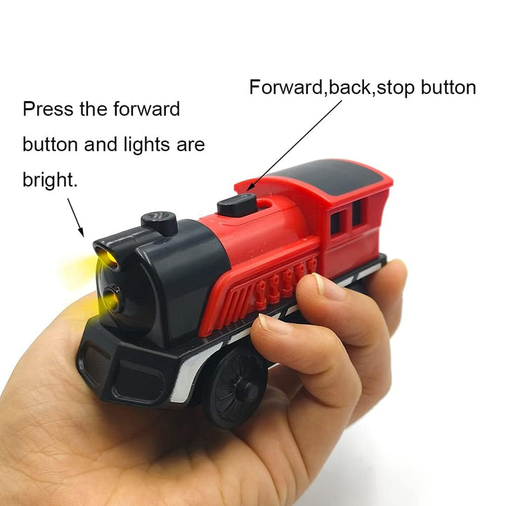 Battery Operated Cargo Train for Wooden Train Track Set Toys for Toddlers 3 4 5 Year Old Boys Kids Magnetic Couplings Construction site Fram Harbor Vehicle (Without Battery)