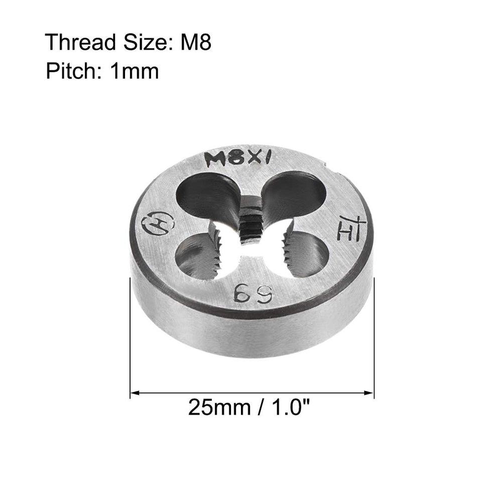 M8 X 1 Metric Round Die, Machine Thread Left Hand Threading Die, Alloy Tool Steel Screw Thread Cutting Die, 2pcs