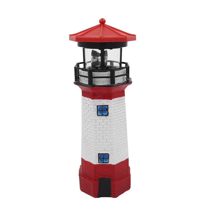 Solar Powered Lighthouse, Garden Lights, Solar Lighthouse Statue with Rotating Lamp, Rotating Spinning Bright Outdoor Patio Yard Garden Lawn Decoration(Red)