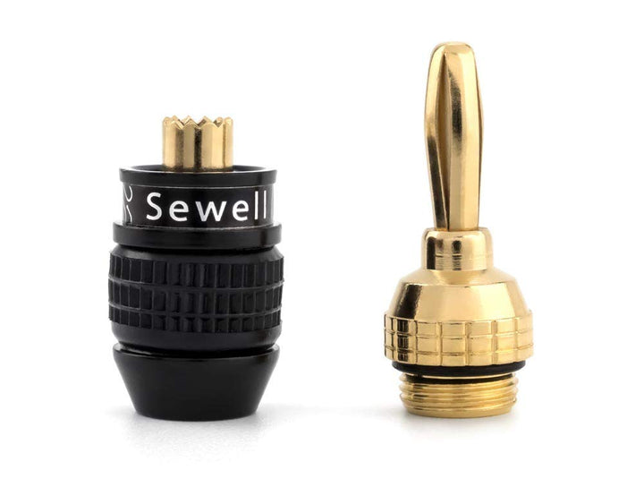 Deadbolt Banana Plugs 6-Pairs by Sewell, Gold Plated Sp