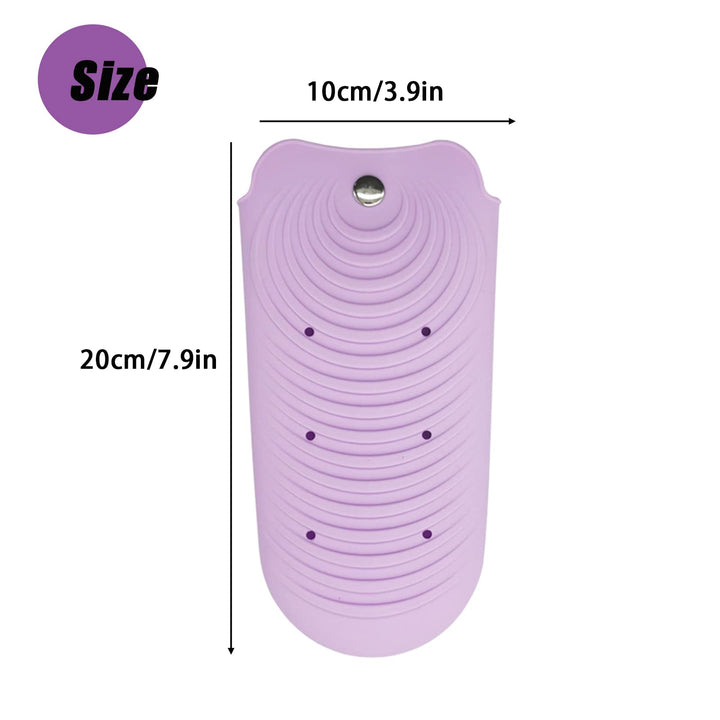 Heat Resistant Silicone Mat Pouch for Hair Styling Tools, Curling &amp; Flat Irons Non-Slip Travel Cover, Small Portable Straightener Pad for Curler Wands Storage, Hot Waver (Purple)