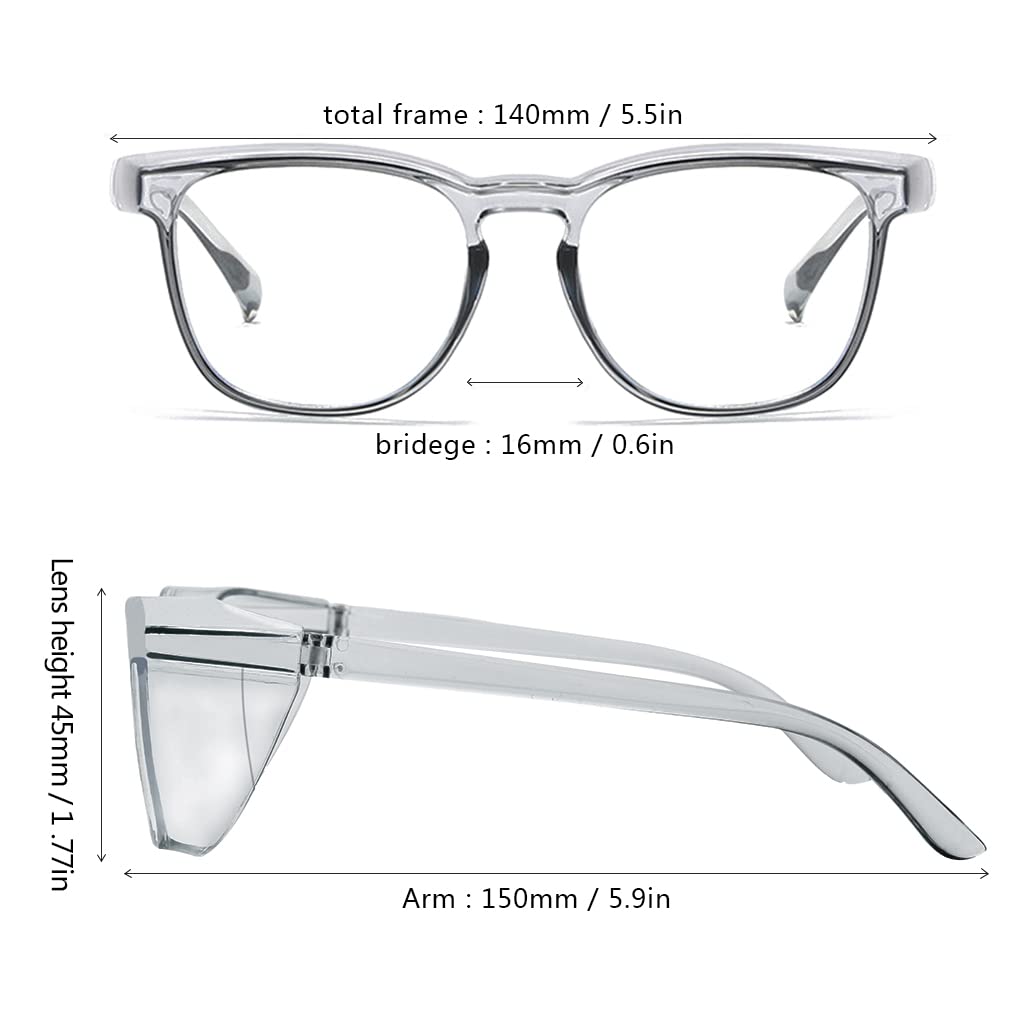 Safety Glasses for Women Nursing Safety Goggles Nurses Anti Fog Blue Light Blocking Lens Fashionable Clear Protective Eyewear, Grey