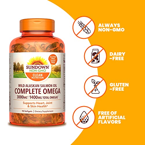 Sundown Complete Omega Wild Alaskan Salmon Oil, Fish Oi