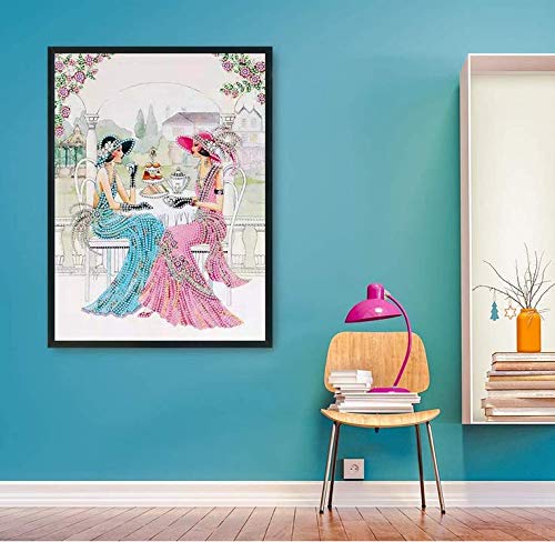 5D DIY Diamond Painting Kits for Adults Special Shape Diamond Partial Drill Noble Lady Embroidery Cross Stitch Crystal Rhinestone Paintings Diamond Art Kits for Home Wall Decor Gift(12x16)