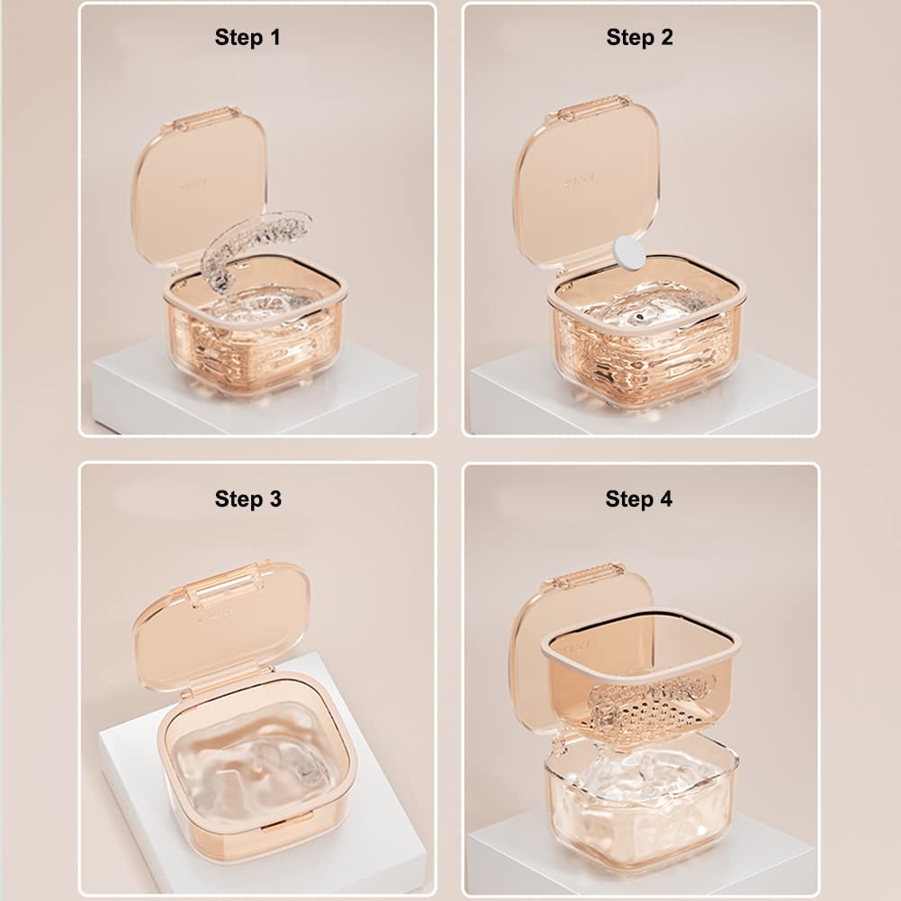 Denture Case, Retainer Case, Denture Bath Box Cup with 