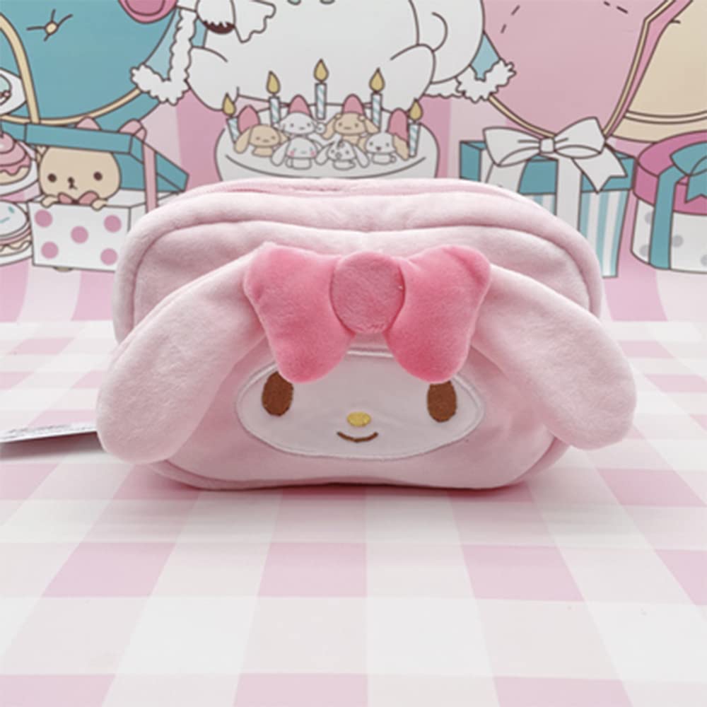 Cartoon Cosmetic Bag With Zipper,Kawaii Plush Makeup Bag,Cute Brush Organizer Toiletry Bag for Women Girls(Pink)