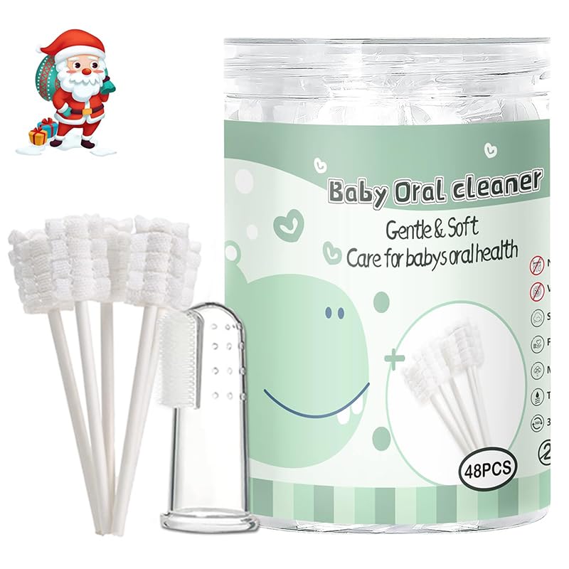 48PCS Baby Toothbrush, Newborn or Baby Tongue Cleaner, Disposable Baby Gum Cleaning Gauze, Oral Cleaning Care, Suitable for 0-36 Months Baby (1Pack)