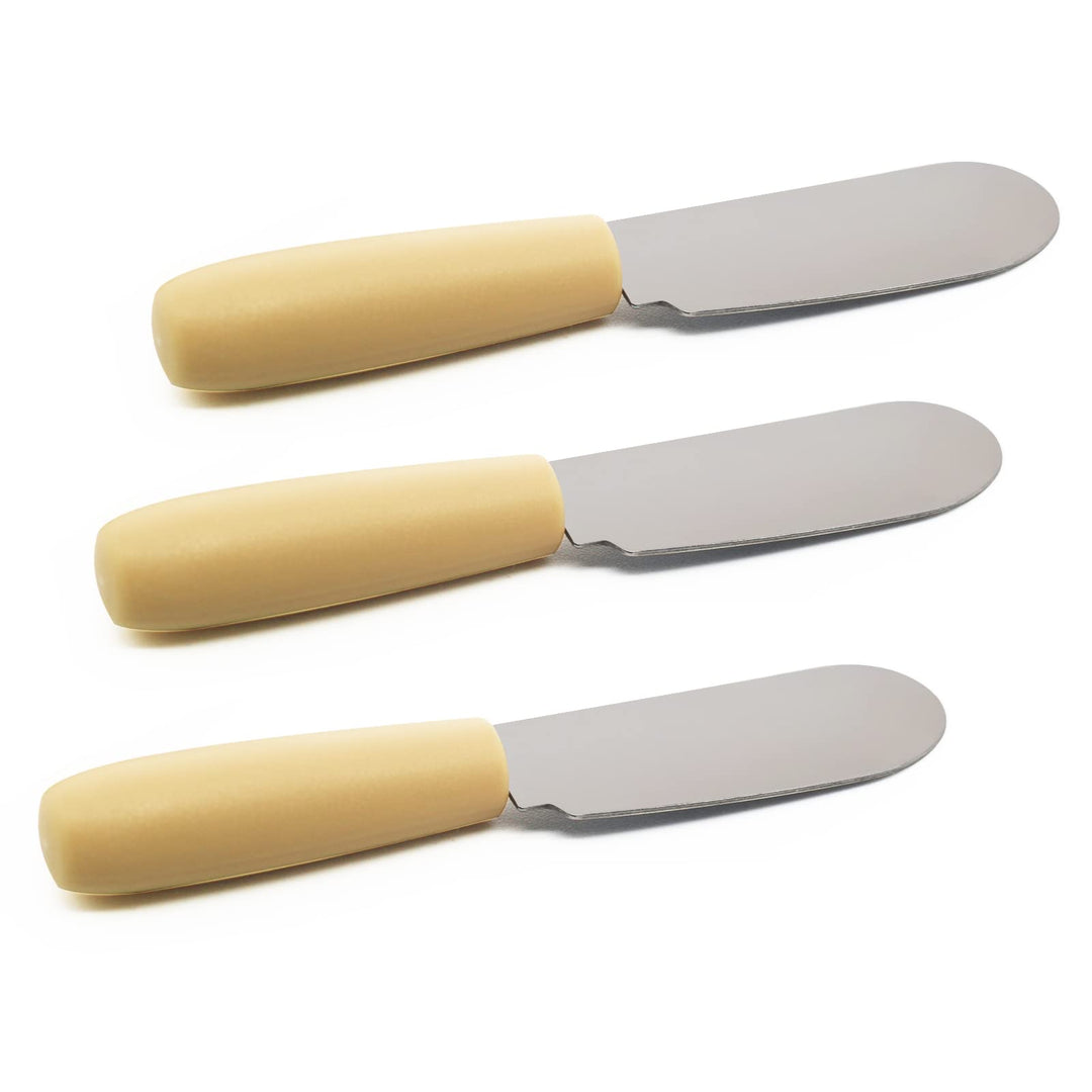 Stainless Steel Small Mini Butter Spreader, Sandwich Cream Cheese Condiment Knives Set, Plastic Handle, 4 Inches, Set of 3