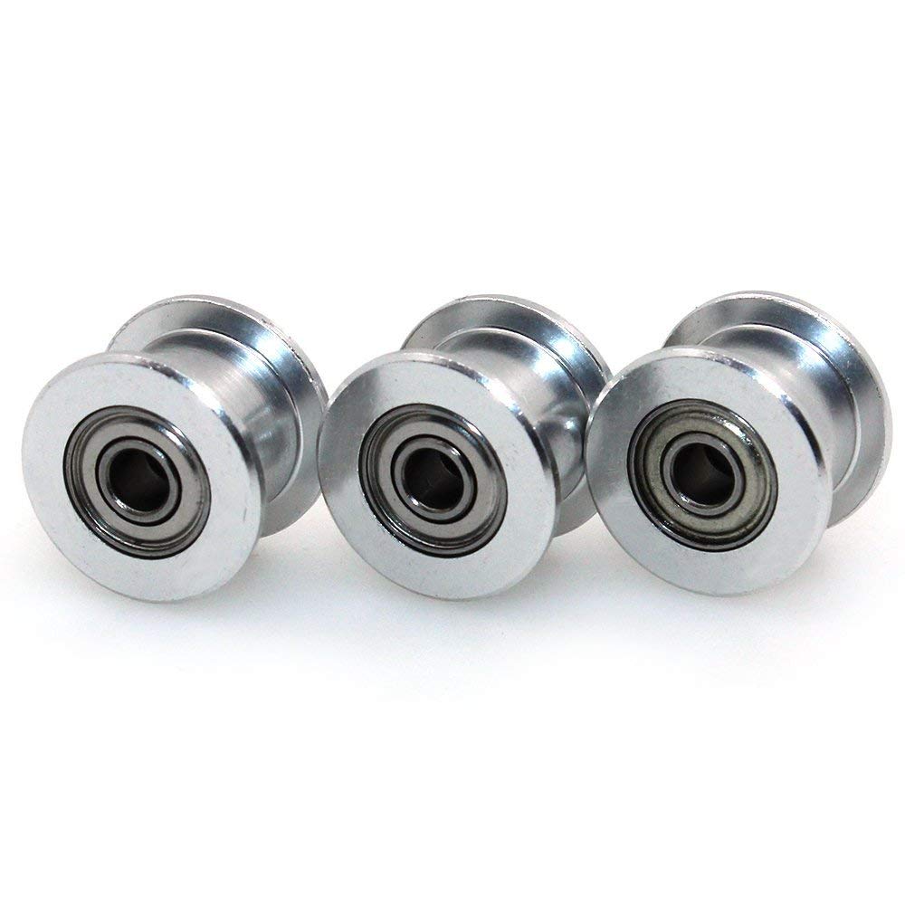 GT2 20 Toothless Bore 5mm Aluminum Timing Belt Idler Pulley for 6mm Width 3D Printers (10pcs)
