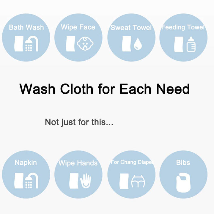 Baby Muslin Washcloths - Set of 5 Soft Cotton Baby Wipes Face Towels for Newborn/Infant/Kids 12x12(Multi-Colored)