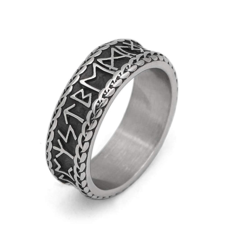 Nordic Viking Rune Knot Rings with Valknut Gift Bag - Stainless Steel