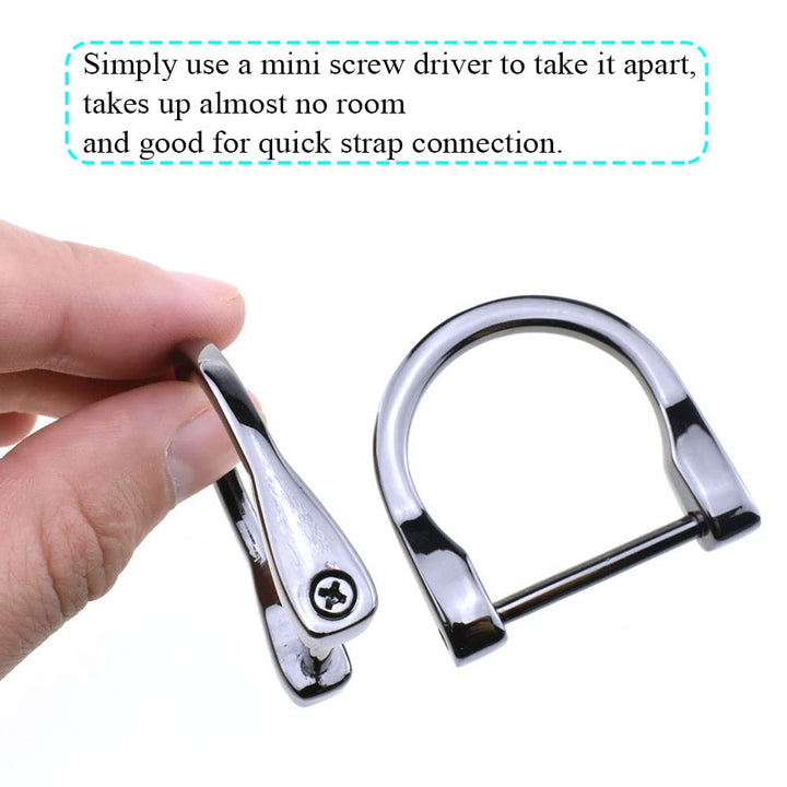 1 inch Width Horseshoe D-Rings Speedy Connect Polished Finish Lock Firmly Quality Metal U Shape Screw in Shackle Semicircle Accessories Gun Black 4 PCS for Crafts Leather Purse Strap Keychain