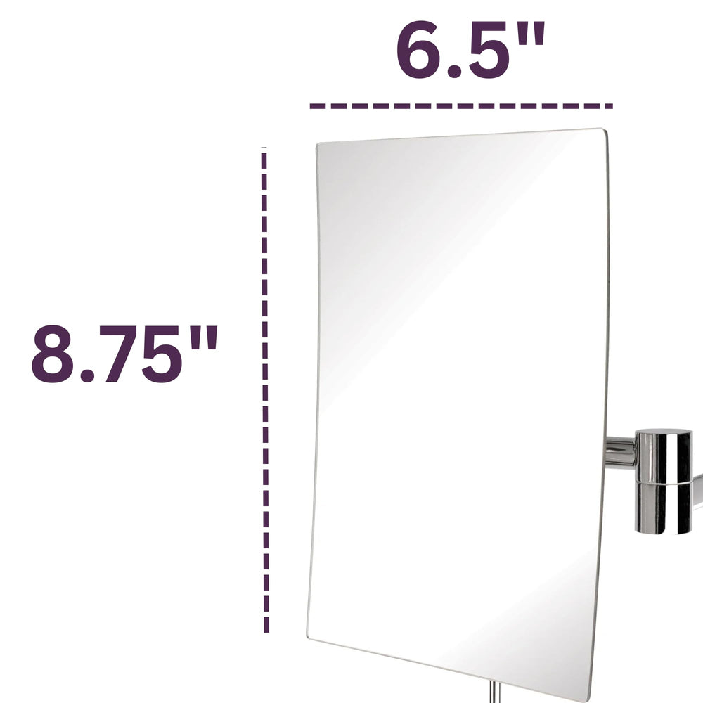 JRT695N 6.5-Inch by 8.5-Inch Wall Mount Rectangular Makeup Mirror, Nickel Finish