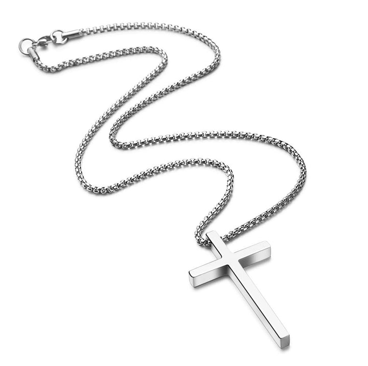 Silver Cross Necklace for Women, Gold Plated Cross Chain Stainless Steel Cross Pendant for Women Teenage Girls 20 Inch Cross Necklace for Men Gifts