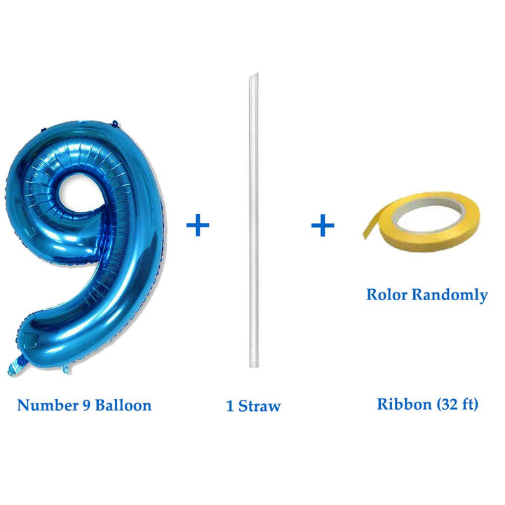 40 Inch Jumbo Blue Number 9 Balloon Giant Balloons Prom Balloons Helium Foil Mylar Huge Number Balloons for Birthday Party Decorations/Wedding/Anniversary