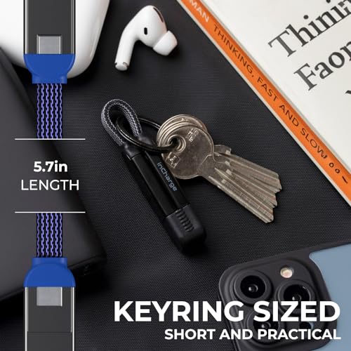 , inCharge X, Multi Charging Cable, Portable Keychain 6-in-1 with 100W Ultra-Fast Charging Power, Sapphire Blue, Multi Charger