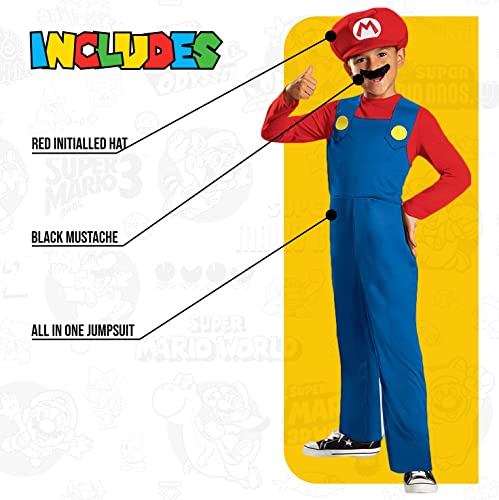 Nintendo Super Mario Bros DISK73689L Classic Costume, (Small 4-6 years), Red, Blue