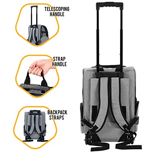 Deluxe Backpack Pet Travel Carrier with Double Wheels for Pets up to 10 Pounds - Black - Approved by Most Airlines