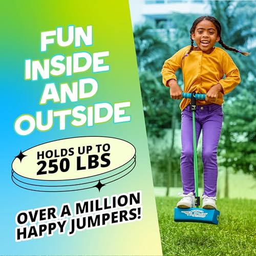 My First Foam Pogo Jumper for Kids Fun and Safe Pogo Stick, Durable Foam and Bungee Jumper for Ages 3 and up Toddler Toys, Supports up to 250lbs (Blue)