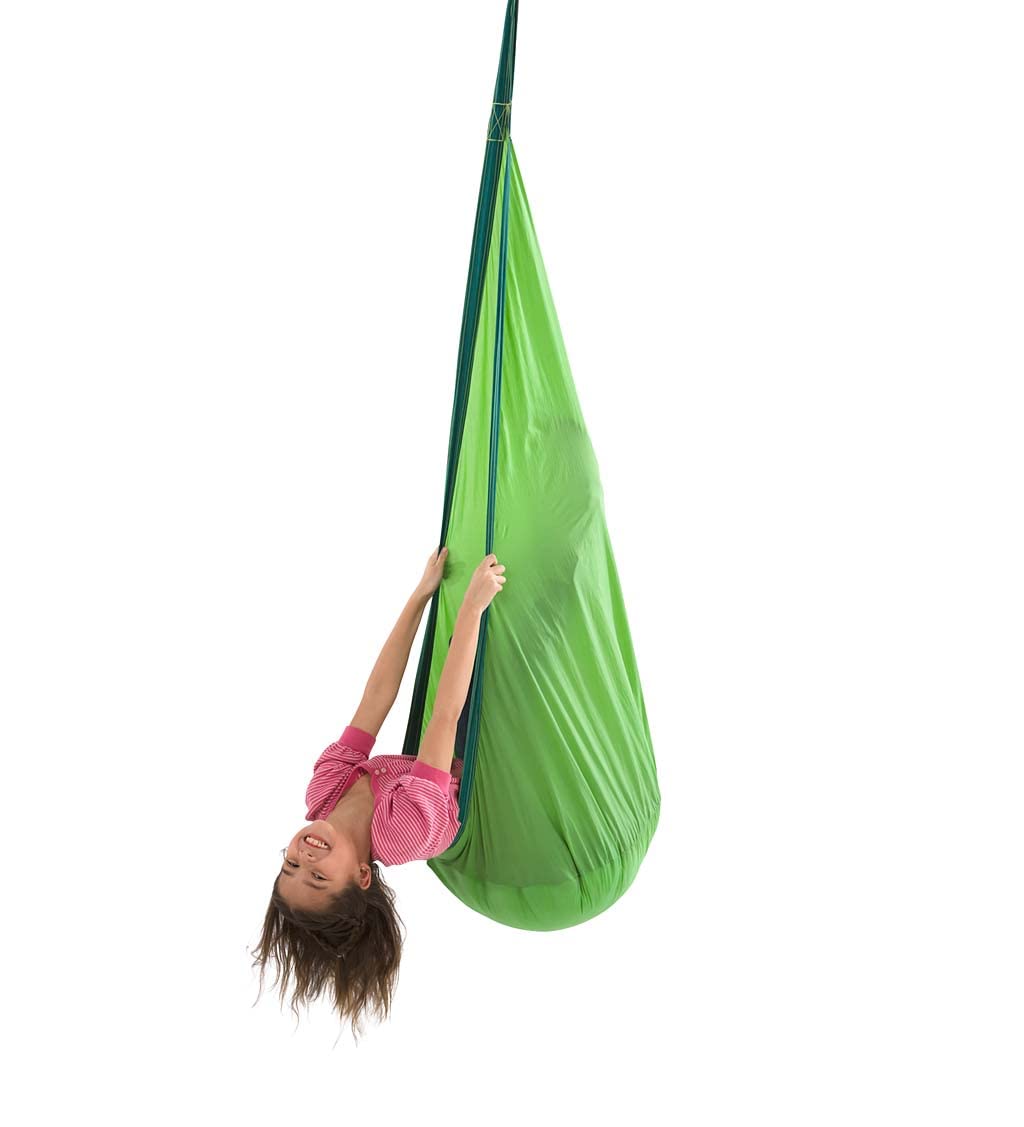 HugglePod Lite Indoor Outdoor Hanging Hammock Chair, Durable Lightweight Nylon with Reinforced Hanging Strap, Max Weight 175 LBS, 64 H x 24 W - Green