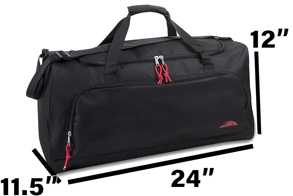 55 Liter, 24 Inch Lightweight Canvas Duffle Bags for Men &amp; Women For Traveling, the Gym, and as Sports Equipment Bag/Organizer (Black 2)
