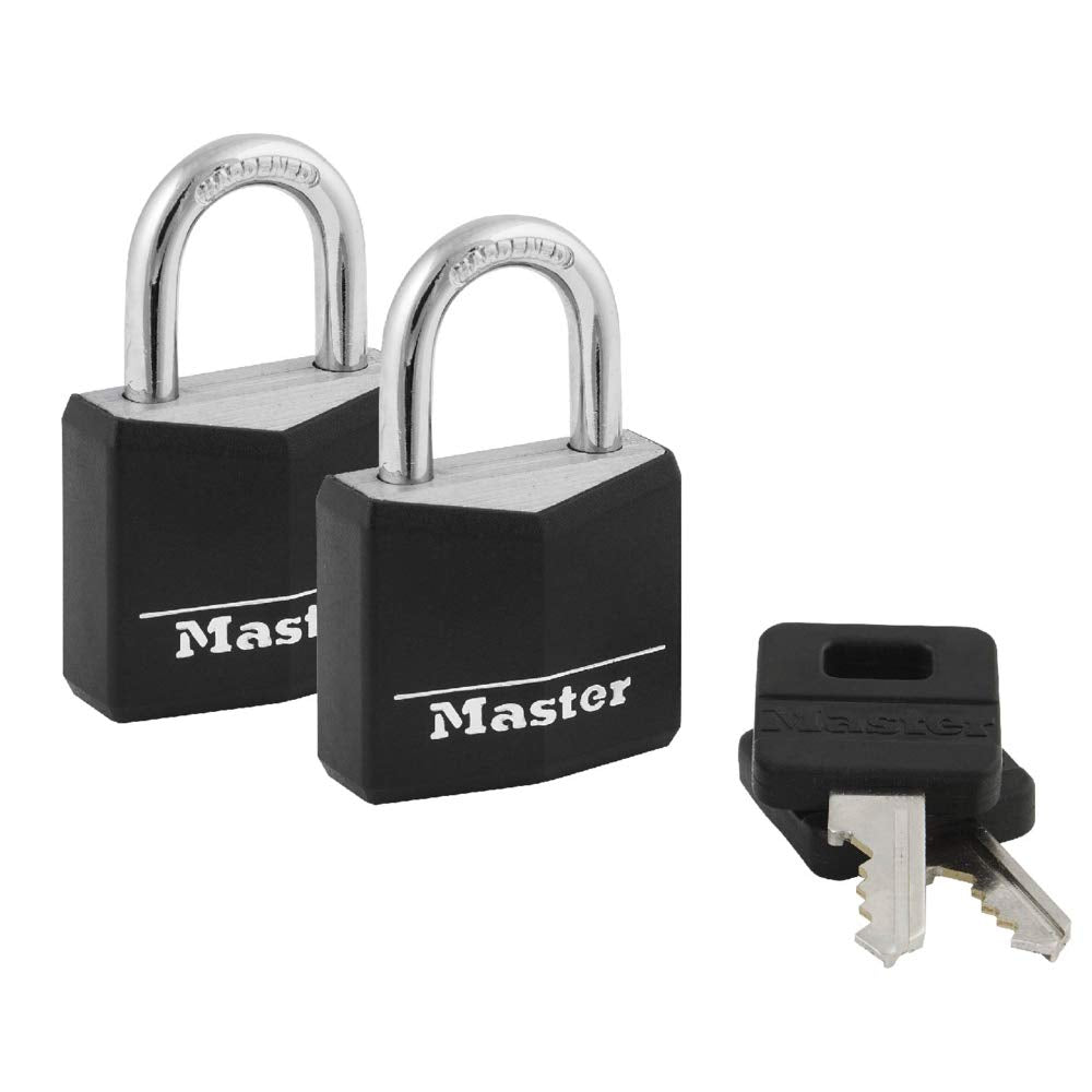 131T Covered Aluminum Padlocks, 2 Pack, Keyed Alike, Black, 2 Count