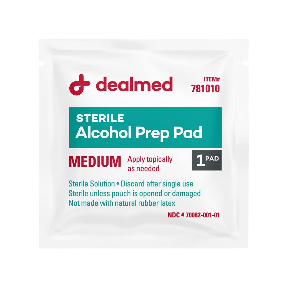Dealmed Latex Free Sterile Alcohol Prep Pads 200 per Bo