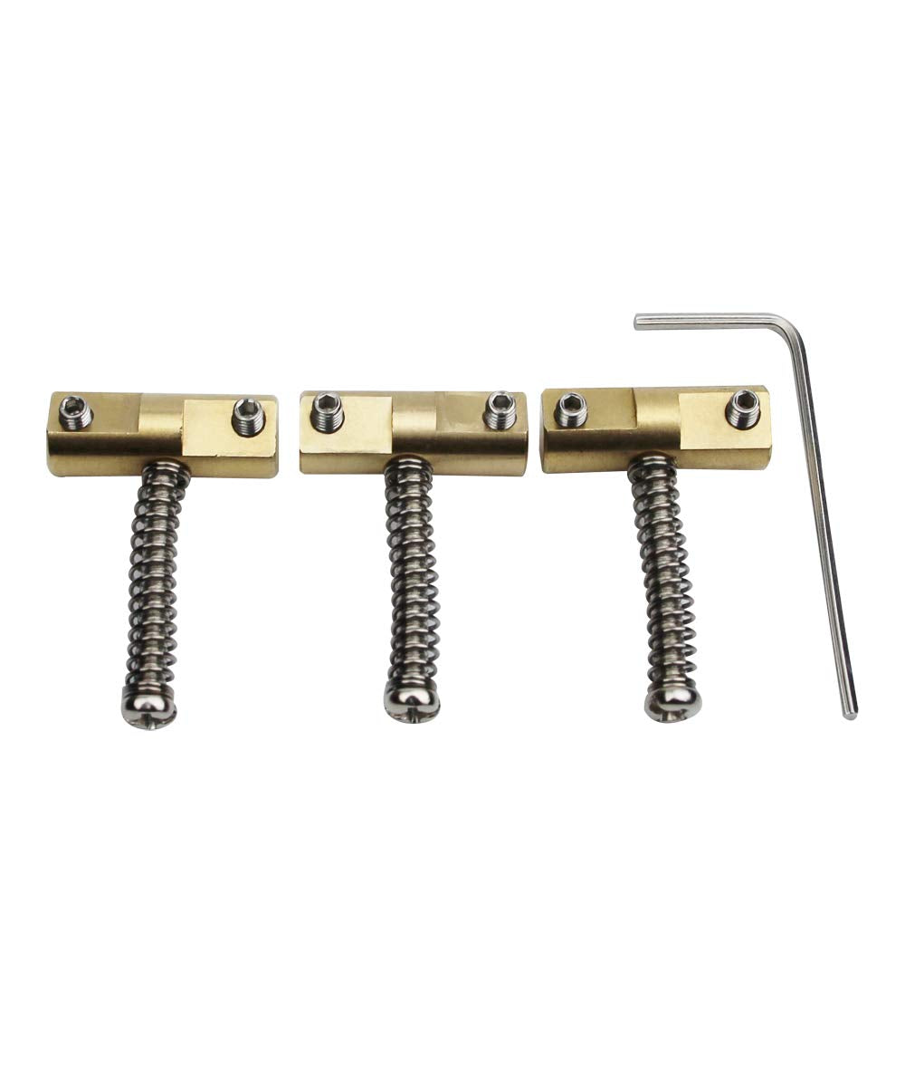 Compensated Brass Saddles Set (3) - 10.8mm Barrel-Style Bridge Saddle with Wrench for Fender Telecaster Tele Vintage Electric Guitar Replacement Part