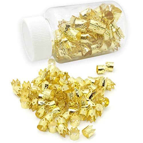 Jialeey 80 Pieces Dreadlocks Beads Aluminum Dread Locks Crown Metal Cuffs Hair Decoration Braiding Hair Jewelry, 10Mm (Golden)