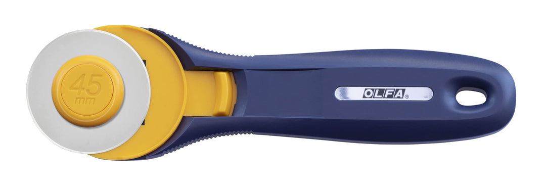 45mm Quick-Change Rotary Cutter (RTY-2C/NBL) - Rotary Fabric Cutter w/Blade Cover for Crafts, Sewing, Quilting, Replacement Blade: RB45-1 (Navy)