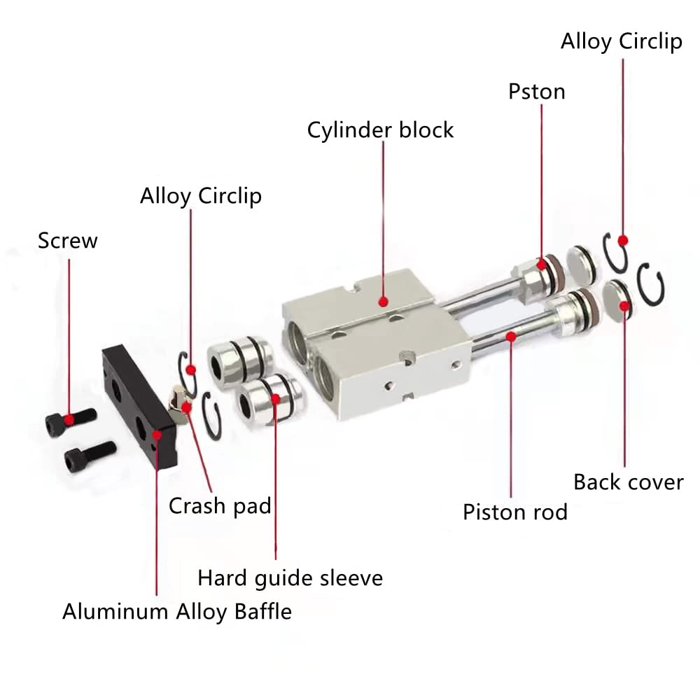 Heavy Duty 10mm Bore, 25mm Stroke, Double-Rod Aluminum Pneumatic Air Cylinder, Dual Shaft Air Pneumatic Cylinder, TN10-25